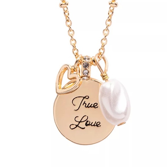 LC Lauren Conrad "True Love" Simulated Pearl Charm Cluster Necklace - Picture 3 of 3